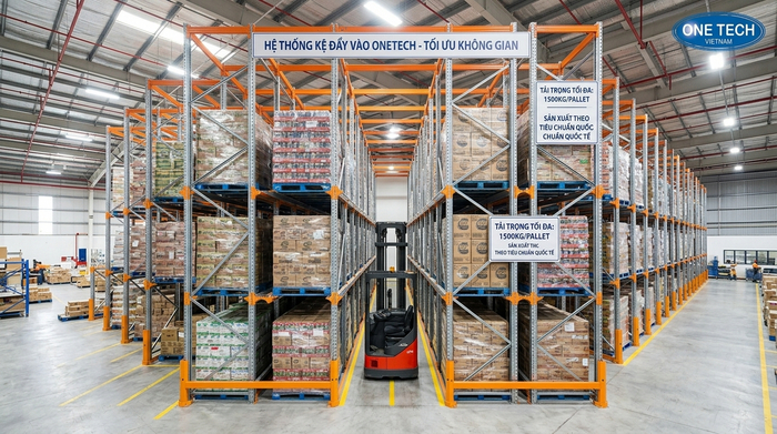 Hình ảnh kệ drive in thực tế kho mật độ cao Hình ảnh kệ drive in thực tế kho pallet mật độ cao