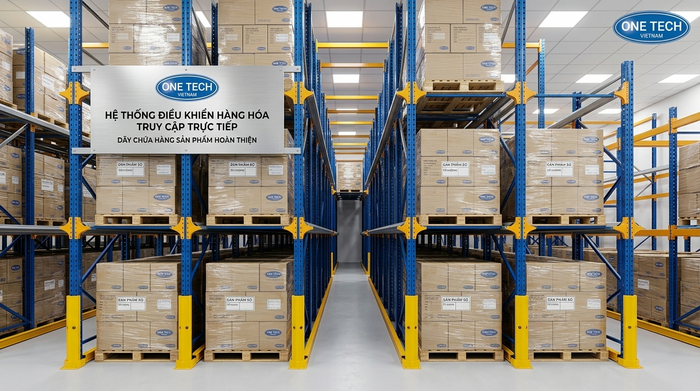 Hình ảnh kệ drive in thực tế kho thành phẩm Hình ảnh kệ drive in thực tế trong kho hàng thành phẩm