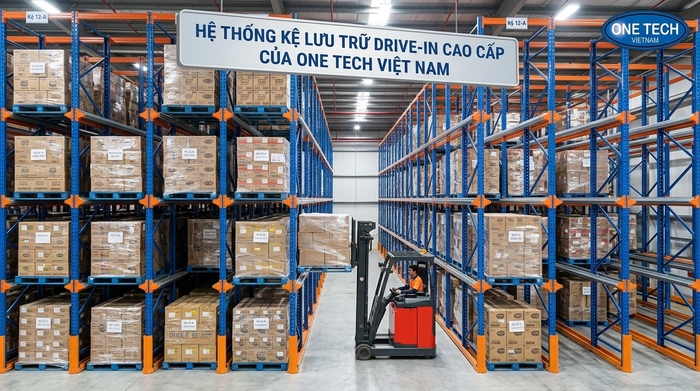 Hình ảnh kệ drive in thực tế nhiều tầng pallet Hình ảnh kệ drive in thực tế bố trí nhiều tầng pallet