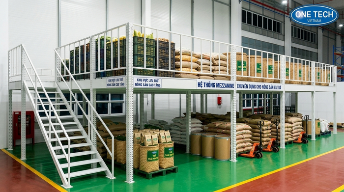 Kệ mezzanine cho kho chè Thái Nguyên Kệ mezzanine đa năng cho nông sản và chè khô tại Thái Nguyên