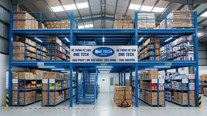 Kệ mezzanine trung tải Thái Nguyên Kệ mezzanine trung tải cho kho hàng tiêu dùng tại Thái Nguyên