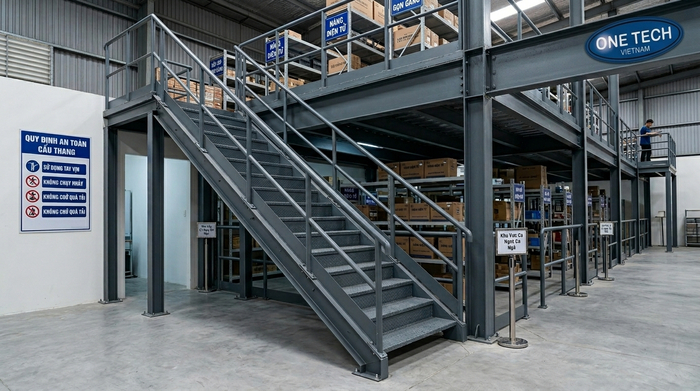 Lan can cầu thang kệ mezzanine an toàn Lan can và cầu thang an toàn cho kệ sàn mezzanine