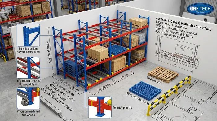 Báo giá kệ push back Thái Nguyên theo mặt bằng Báo giá kệ push back Thái Nguyên theo mặt bằng và tải trọng thực tế