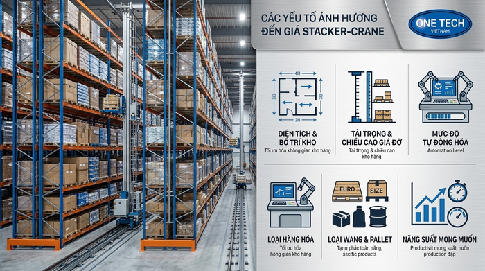 Báo giá Stacker-Crane Thái Nguyên theo cấu hình kho Các yếu tố ảnh hưởng đến báo giá Stacker-Crane Thái Nguyên