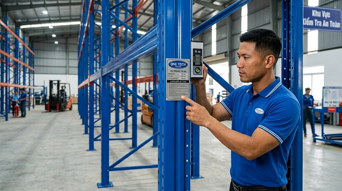 Nhân viên kỹ thuật kiểm tra và bảo trì hệ thống kệ kho