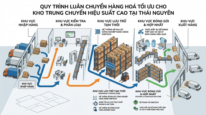 Sơ đồ luồng hàng cho kho trung chuyển Thái Nguyên Sơ đồ luồng hàng trong kho trung chuyển Thái Nguyên