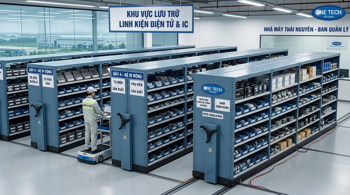 Kệ kho di động cho kho linh kiện công nghiệp Kệ kho di động cho kho linh kiện tại khu công nghiệp Thái Nguyên
