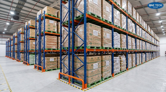 Kệ Double Deep lưu trữ chè trà Thái Nguyên Kệ Double Deep lưu trữ pallet chè trà và nông sản khô tại Thái Nguyên