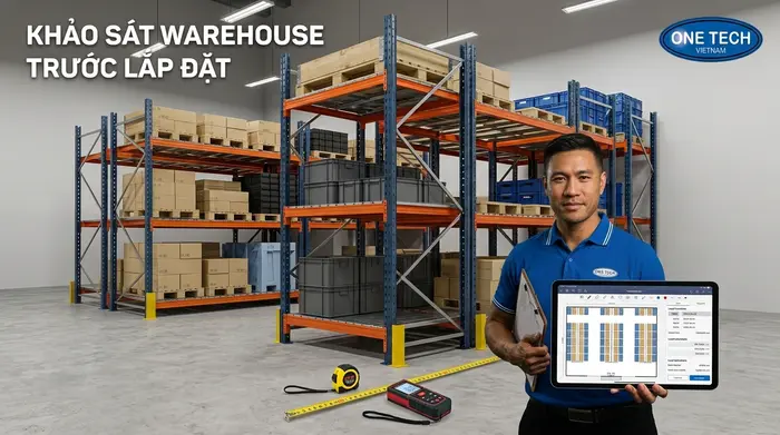 Khảo sát kho lắp kệ push back Thái Nguyên Khảo sát mặt bằng kho trước khi lắp đặt kệ push back Thái Nguyên
