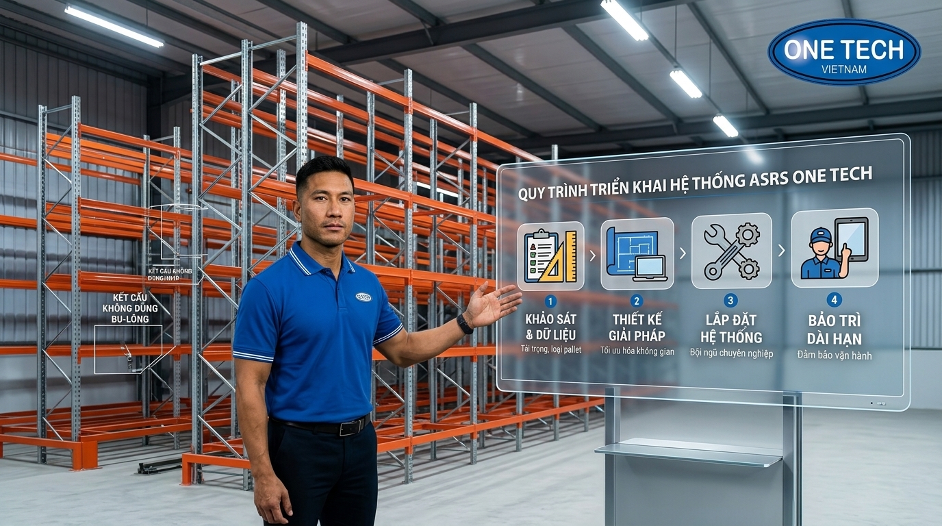 Quy trình triển khai kệ kho ASRS Thái Nguyên Quy trình triển khai kệ kho ASRS Thái Nguyên từ khảo sát đến bảo trì