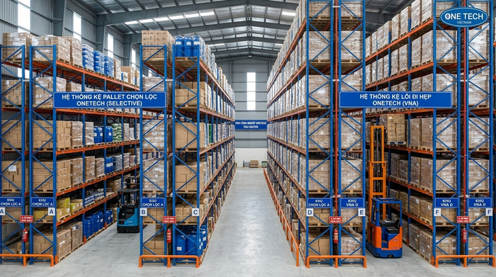 So sánh kệ selective và kệ narrow aisle Thái Nguyên So sánh kệ selective và kệ narrow aisle tại kho công nghiệp Thái Nguyên