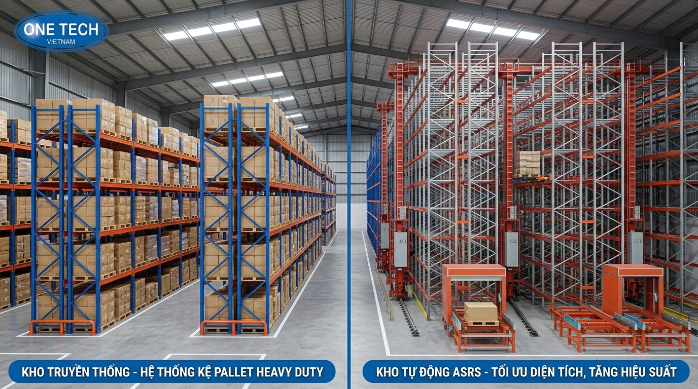 So sánh kệ truyền thống và kệ ASRS Thái Nguyên So sánh kệ truyền thống và kệ ASRS cho kho tại Thái Nguyên