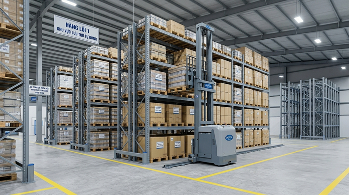 Stacker-Crane pallet cho nhà máy cơ khí Sông Công Stacker-Crane pallet cho kho hàng nặng tại Sông Công Thái Nguyên