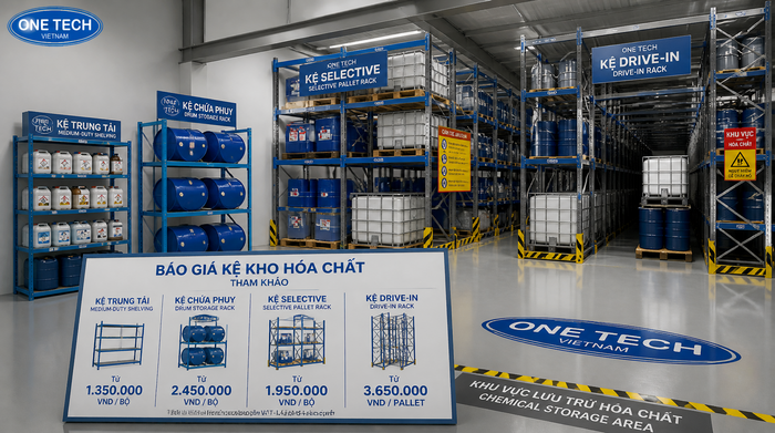 Báo giá kệ kho hóa chất Thái Nguyên tại nhà máy