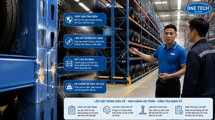 Chi tiết khớp nối kệ lốp xe chịu tải cao