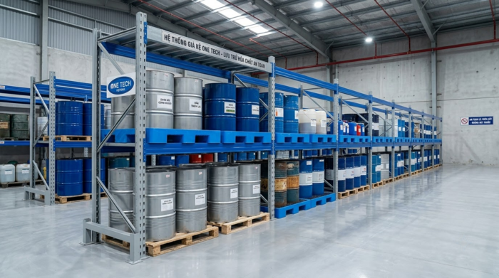 Kệ chứa thùng phuy hóa chất cho nhà máy tại Thái Nguyên