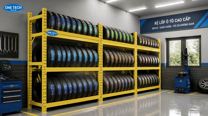 Kệ để lốp xe Thái Nguyên trong garage ô tô