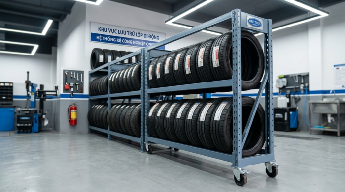 Kệ di động để lốp xe cho xưởng dịch vụ