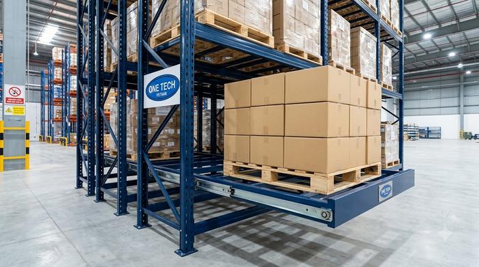 Kệ pallet rút trong kho logistics Thái Nguyên