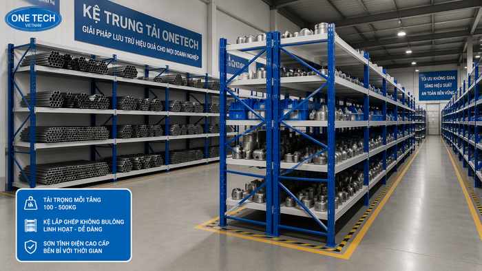 Kệ trung tải lưu trữ thép ống và phụ kiện tại Thái Nguyên