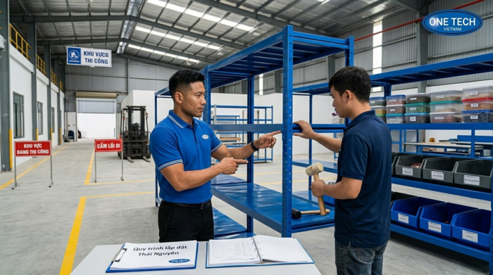 Quy trình lắp đặt kệ kho thực phẩm Thái Nguyên