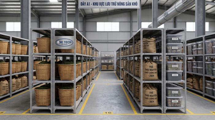 Kệ kho chứa hàng nông sản và chè tại Thái Nguyên