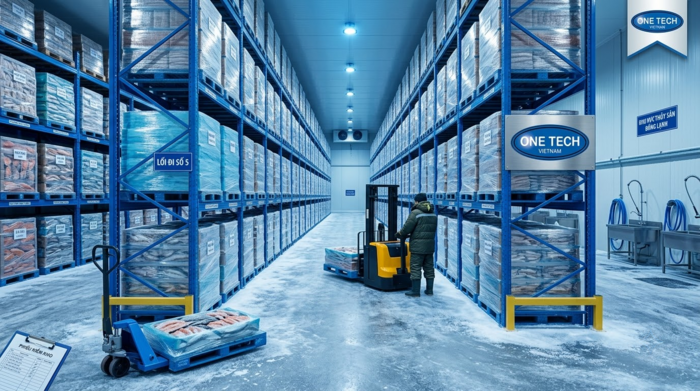 Kệ pallet kho lạnh cho thủy hải sản Kệ pallet kho lạnh thủy hải sản phù hợp xe nâng tay và xe nâng điện