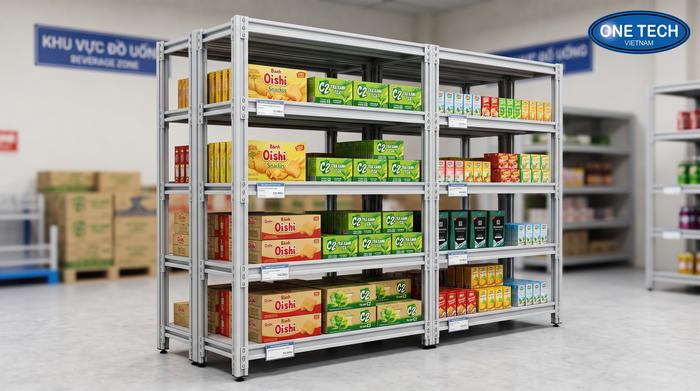 Kệ sắt V lỗ đa năng cho kho FMCG Thái Nguyên