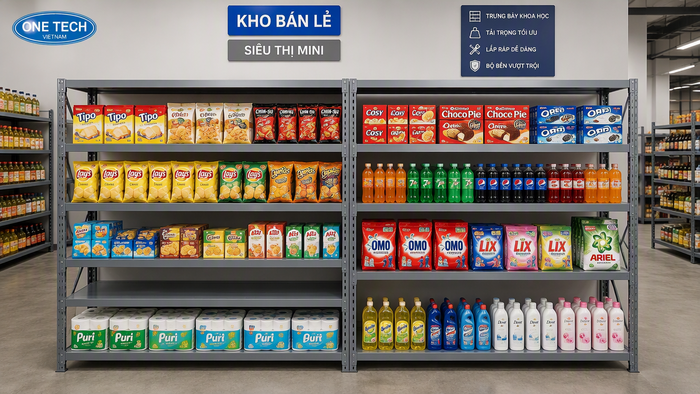 Kệ trung tải kho bán lẻ Thái Nguyên Kệ trung tải cho kho bán lẻ và siêu thị mini tại Thái Nguyên