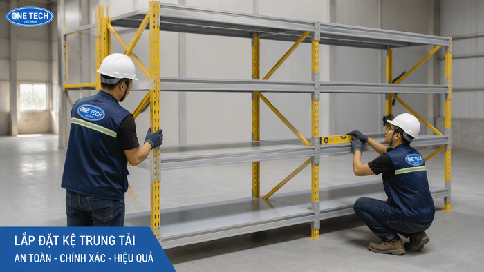 Lắp đặt kệ trung tải tại kho hàng Lắp đặt kệ trung tải tại kho hàng với quy trình an toàn